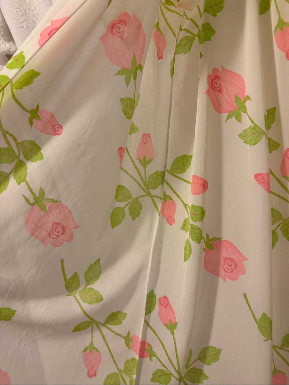 Vintage Floral Peignoir Robe Pink Rose Ivory Sheer Long Dressing Gown Cottagecor - Picture 4 of 14